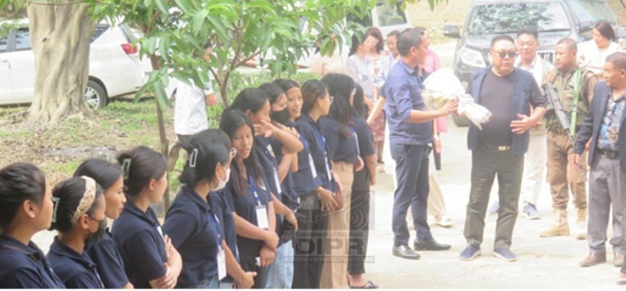 Advisor L&ESDE and Excise, Moatoshi and officials carried out the first leg of the tour, visiting Peren, Chümoukedima and Dimapur districts on May 22. (DIPR Photo)